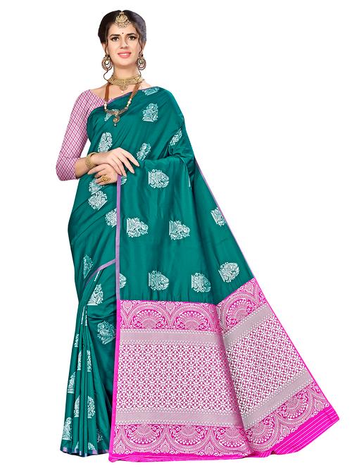jacquard work woven saree with blouse - 17921678 - Very Small Image - 1