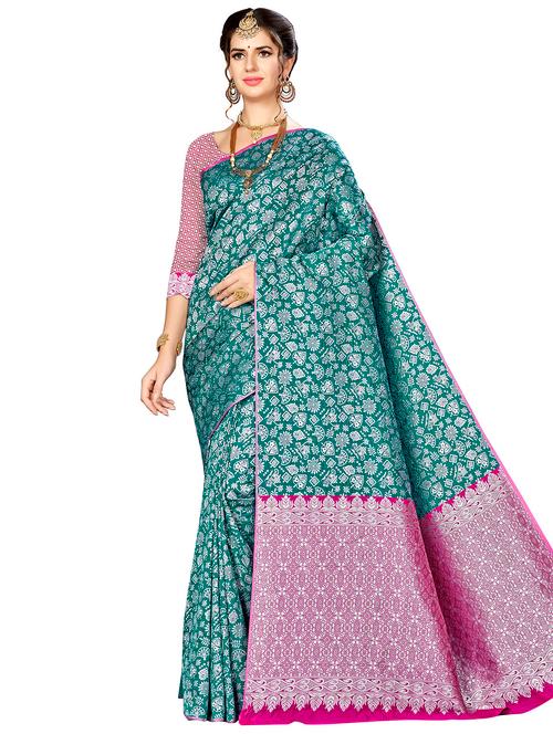 jacquard work woven saree with blouse - 17921684 - Very Small Image - 1