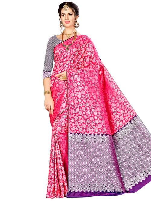 jacquard work woven saree with blouse - 17921685 - Very Small Image - 1