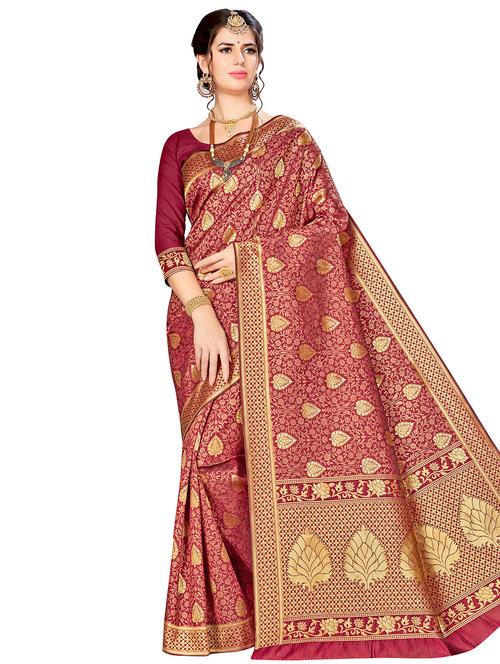 jacquard work woven saree with blouse - 17921696 - Very Small Image - 1