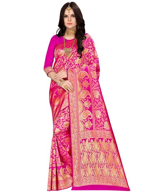 jacquard work woven saree with blouse - 17921702 - Very Small Image - 1