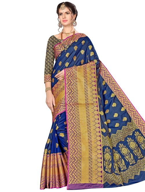jacquard work woven saree with blouse - 17921713 - Very Small Image - 1