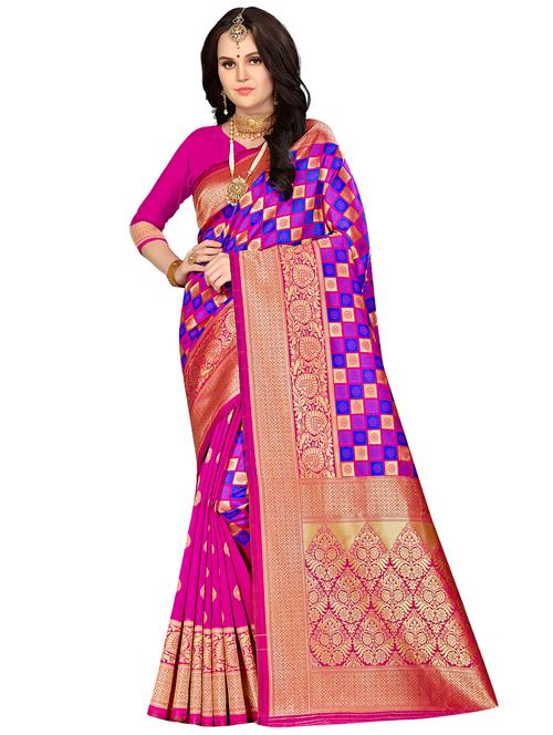 jacquard work woven saree with blouse - 17921718 - Very Small Image - 1