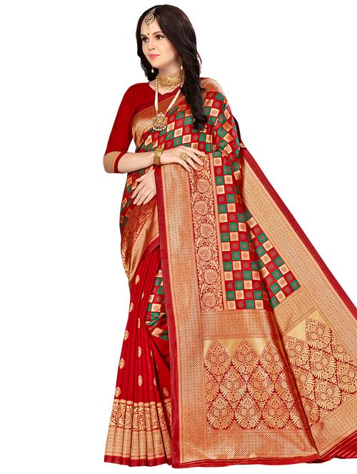 jacquard work woven saree with blouse - 17921719 - Very Small Image - 1