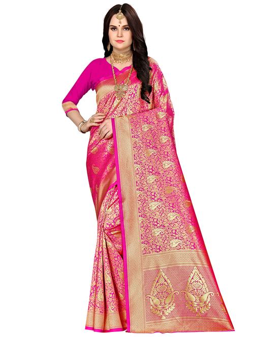 jacquard work woven saree with blouse - 17921722 - Very Small Image - 1