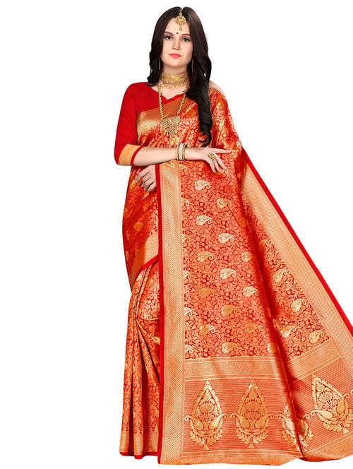 jacquard work woven saree with blouse - 17921726 - Very Small Image - 1