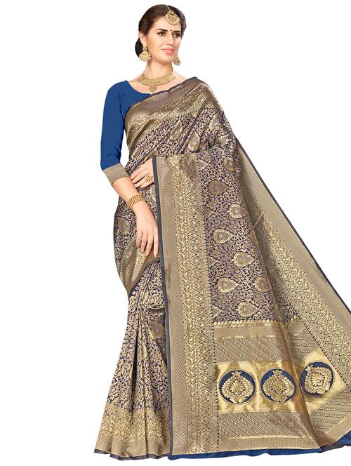 jacquard work woven saree with blouse - 17921766 - Very Small Image - 1