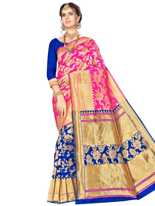 jacquard work woven saree with blouse - 17921769 - Very Small Image - 1