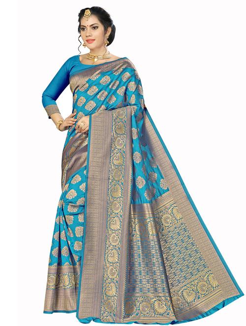 jacquard work woven saree with blouse - 17921795 - Very Small Image - 1