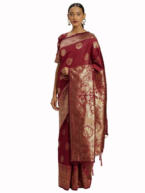 jacquard work woven saree with blouse - 17921797 - Very Small Image - 1