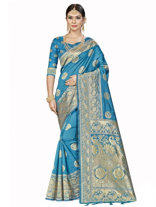 jacquard work woven saree with blouse - 17921800 - Very Small Image - 1