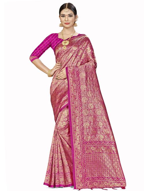 jacquard work woven saree with blouse - 17921806 - Very Small Image - 1
