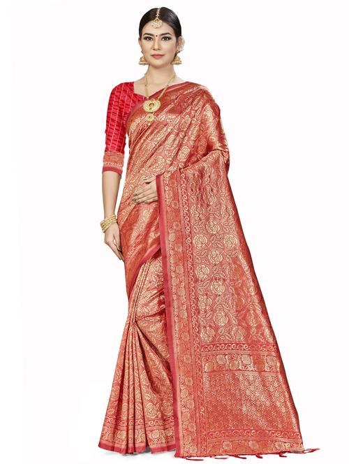 jacquard work woven saree with blouse - 17921807 - Very Small Image - 1