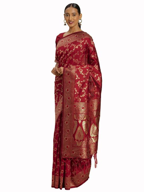 jacquard work woven saree with blouse - 17921808 - Very Small Image - 1