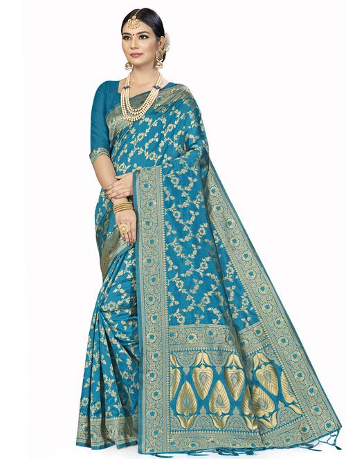 jacquard work woven saree with blouse - 17921812 - Very Small Image - 1