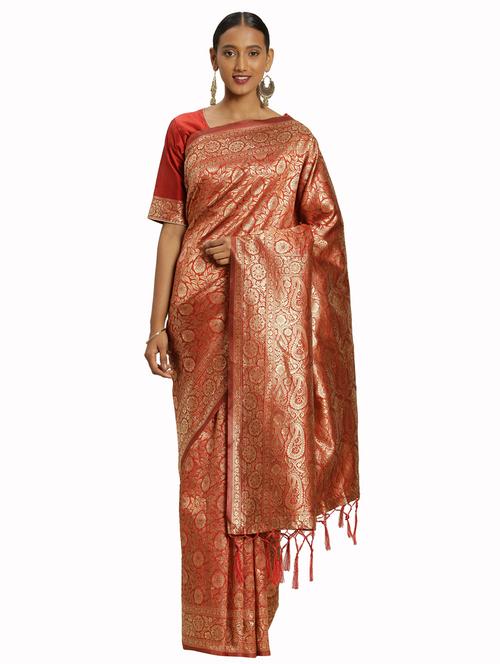 jacquard work woven saree with blouse - 17921814 - Very Small Image - 1