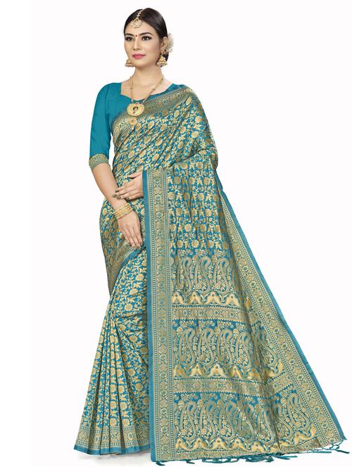 jacquard work woven saree with blouse - 17921820 - Very Small Image - 1