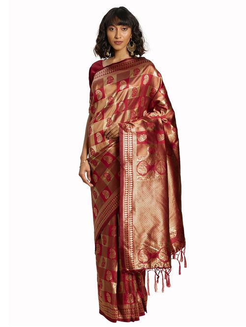 jacquard work woven saree with blouse - 17921823 - Very Small Image - 1
