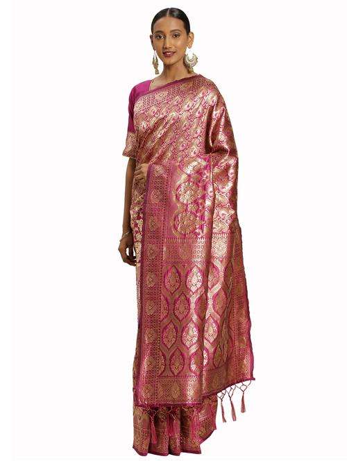 jacquard work woven saree with blouse - 17921829 - Very Small Image - 1