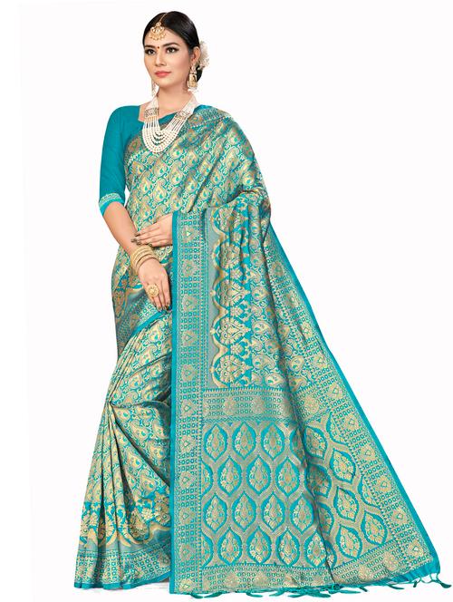 jacquard work woven saree with blouse - 17921832 - Very Small Image - 1