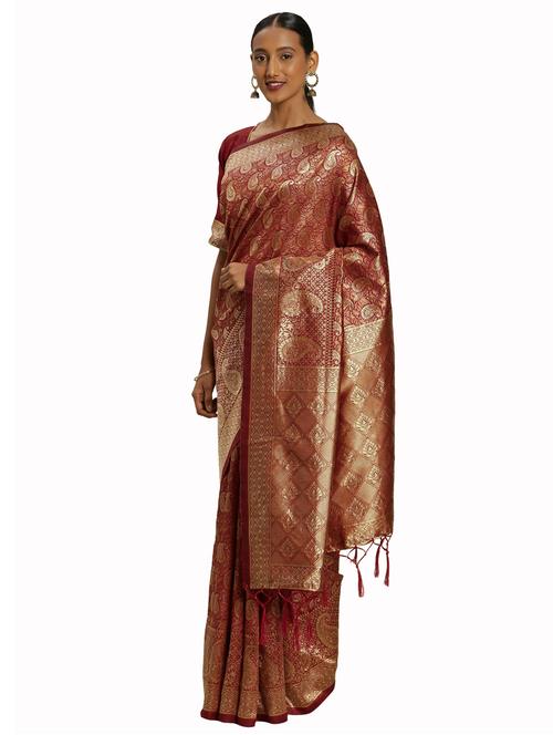 jacquard work woven saree with blouse - 17921834 - Very Small Image - 1