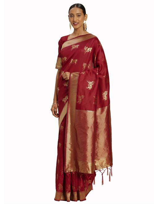 jacquard work woven saree with blouse - 17921837 - Very Small Image - 1