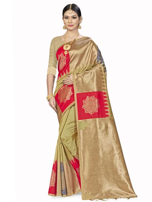 jacquard work woven saree with blouse - 17921848 - Very Small Image - 1
