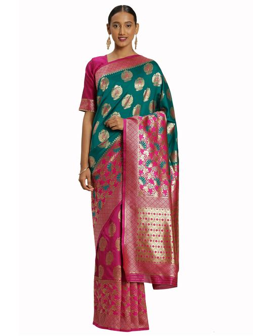 jacquard work woven saree with blouse - 17921857 - Very Small Image - 1