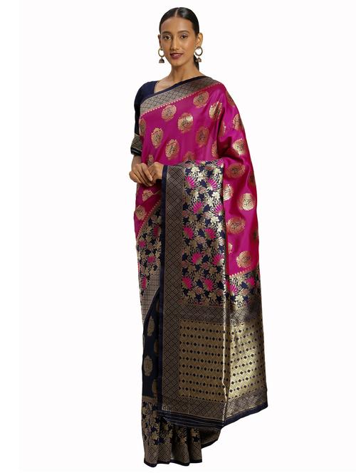 jacquard work woven saree with blouse - 17921860 - Very Small Image - 1