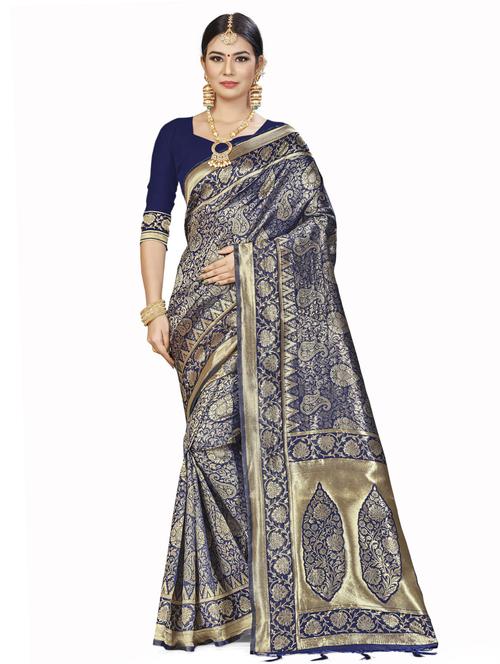 jacquard work woven saree with blouse - 17921889 - Very Small Image - 1