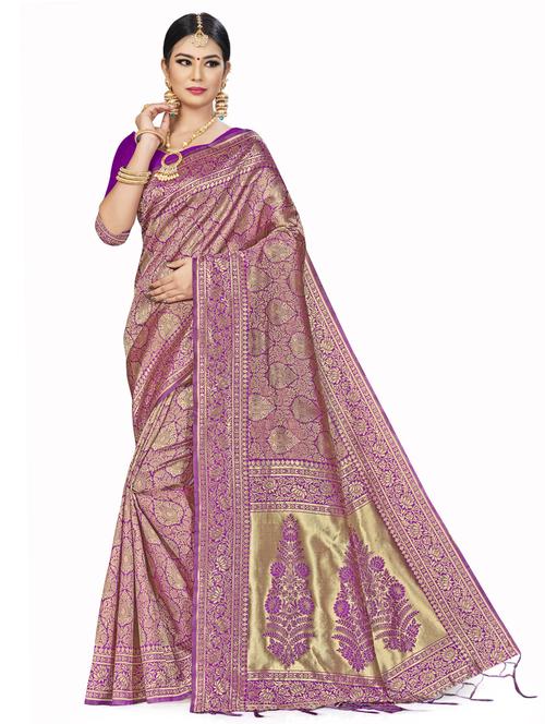 jacquard work woven saree with blouse - 17921892 - Very Small Image - 1