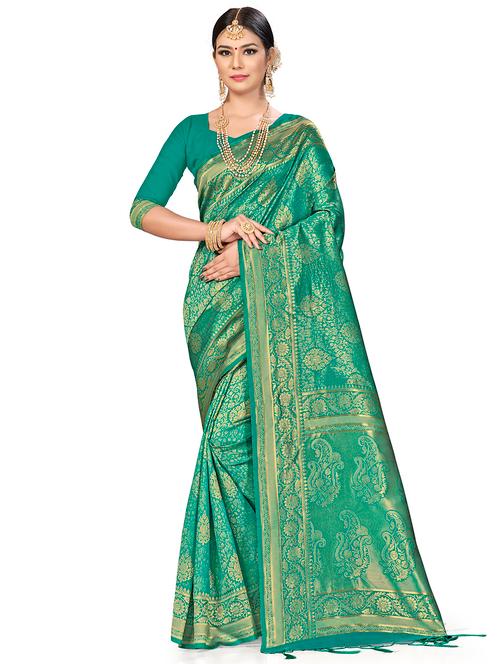 jacquard work woven saree with blouse - 17921895 - Very Small Image - 1