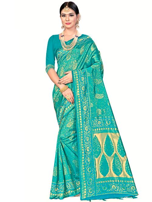 jacquard work woven saree with blouse - 17921901 - Very Small Image - 1