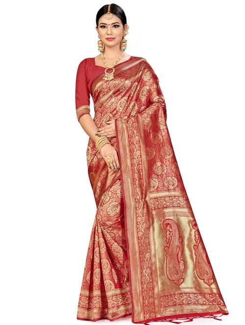 jacquard work woven saree with blouse - 17921902 - Very Small Image - 1