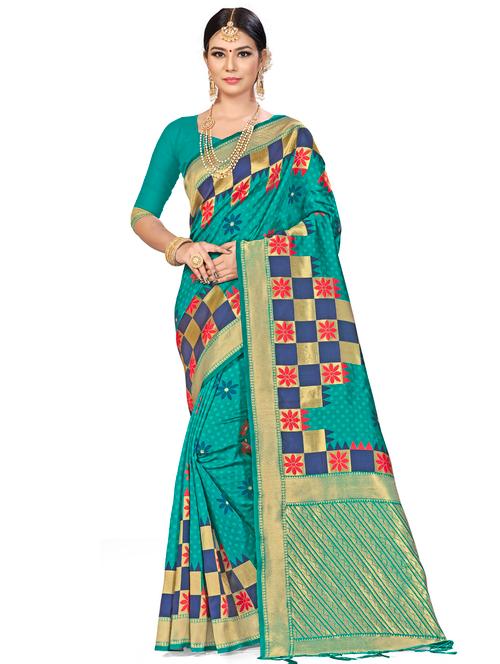 jacquard work woven saree with blouse - 17921923 - Very Small Image - 1