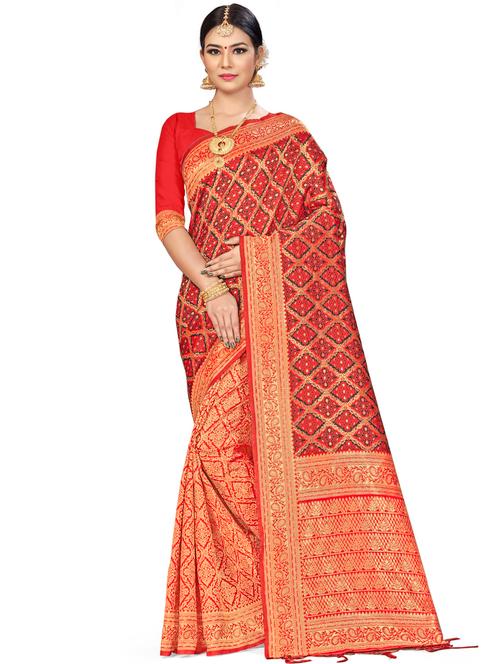 jacquard work woven saree with blouse - 17921925 - Very Small Image - 1