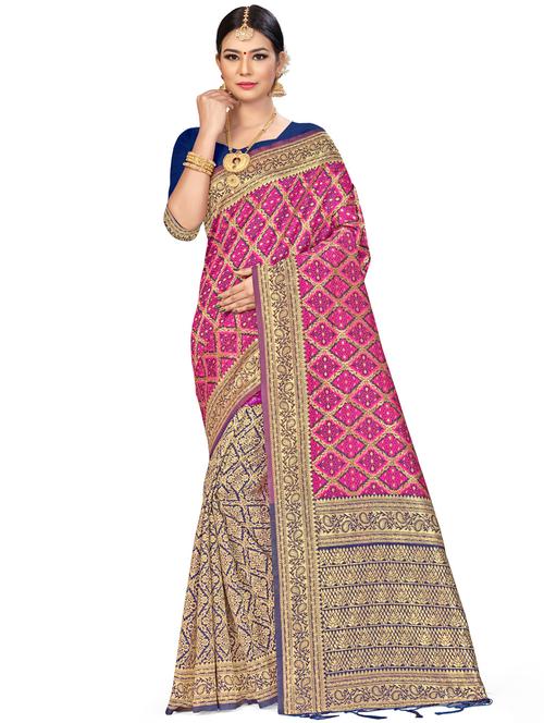 jacquard work woven saree with blouse - 17921926 - Very Small Image - 1