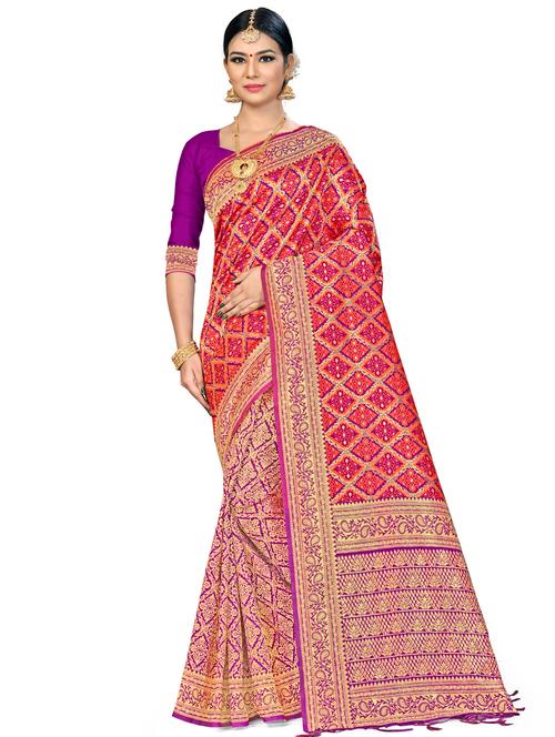 jacquard work woven saree with blouse - 17921928 - Very Small Image - 1