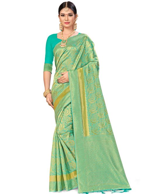 jacquard work woven saree with blouse - 17921930 - Very Small Image - 1