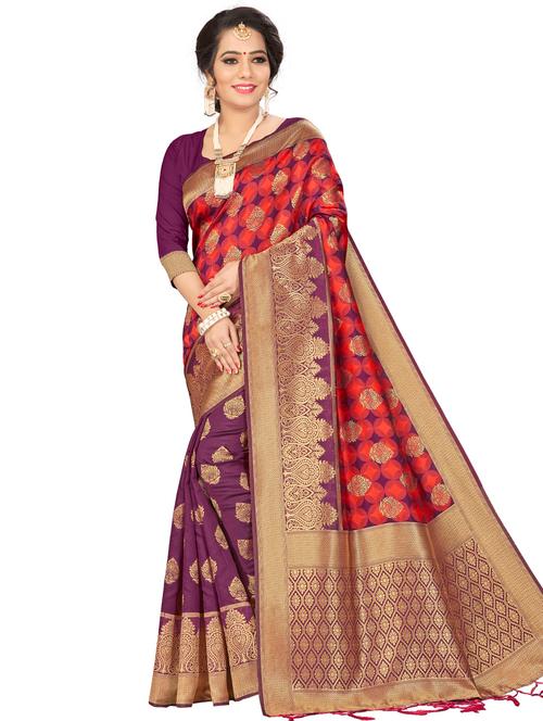 jacquard work woven saree with blouse - 17921936 - Very Small Image - 1