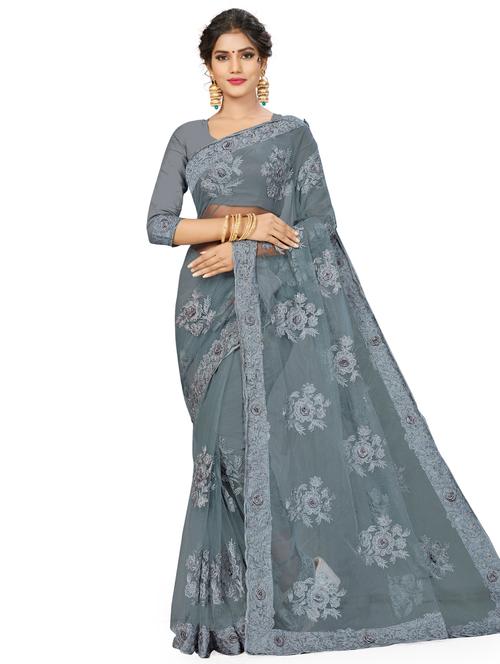 tonal embroidered saree with blouse - 17921957 - Very Small Image - 1