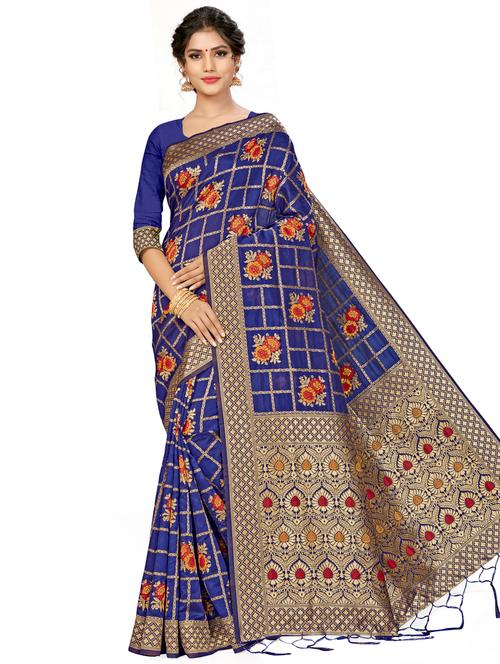 jacquard work woven saree with blouse - 17921961 - Very Small Image - 1