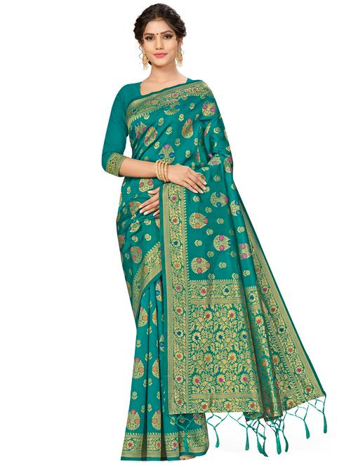 jacquard work woven saree with blouse - 17921970 - Very Small Image - 1