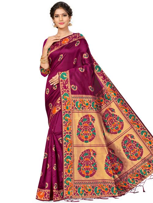 jacquard work woven saree with blouse - 17921972 - Very Small Image - 1
