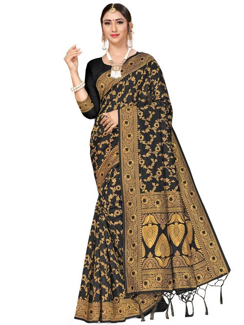 floral woven saree with blouse - 17922006 - Very Small Image - 1
