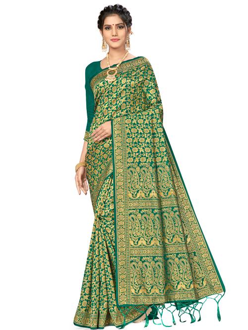 floral woven saree with blouse - 17922008 - Very Small Image - 1