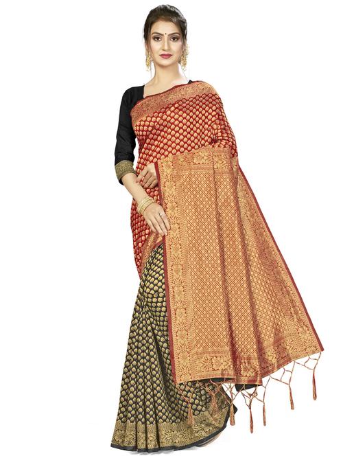 half & half woven saree - 17922043 - Very Small Image - 1