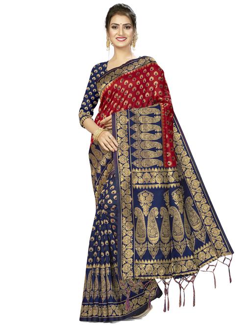 half & half woven saree - 17922049 - Very Small Image - 1