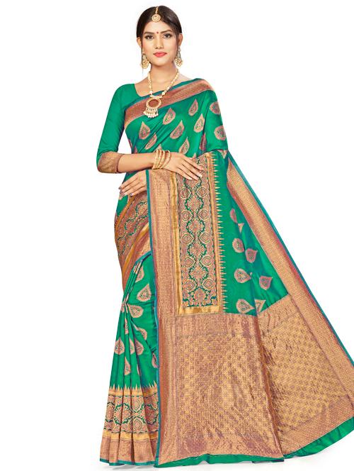 self design woven saree with blouse - 17922057 - Very Small Image - 1