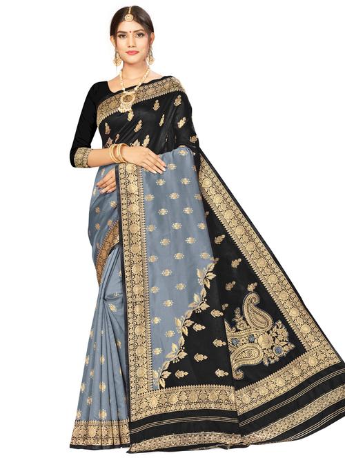 self design woven saree with blouse - 17922088 - Very Small Image - 1